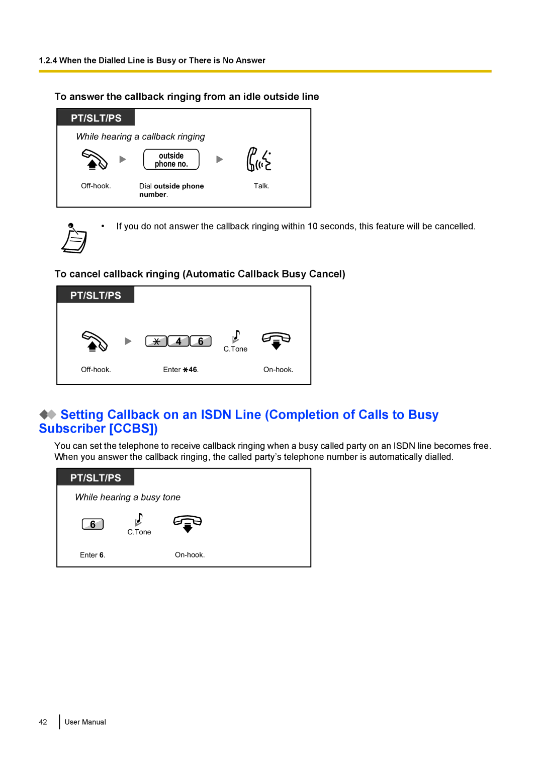 Panasonic KX-NCP500 manual To answer the callback ringing from an idle outside line 