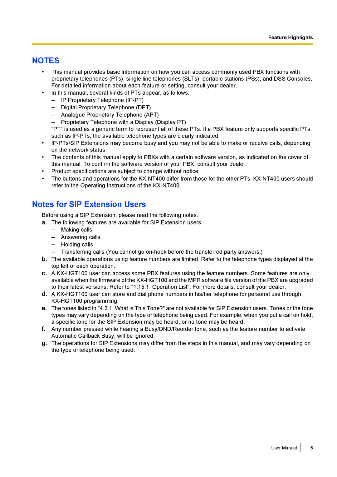 Panasonic KX-NCP500 manual Feature Highlights 