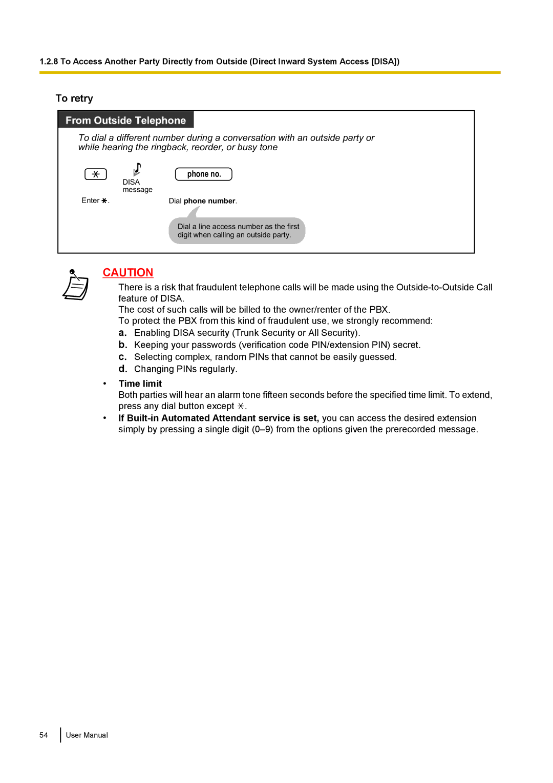 Panasonic KX-NCP500 manual To retry, Time limit 