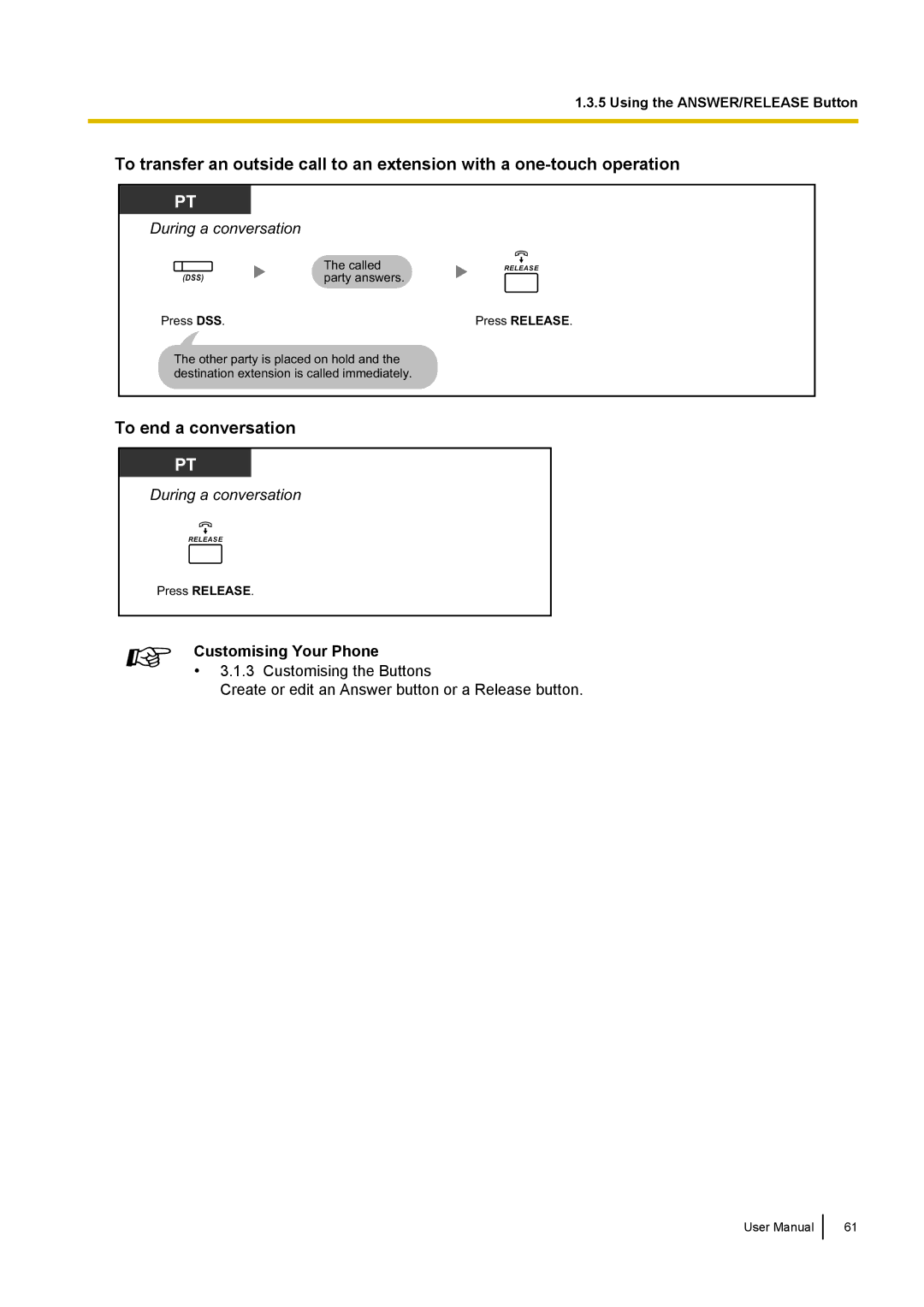 Panasonic KX-NCP500 manual To end a conversation, Customising Your Phone 