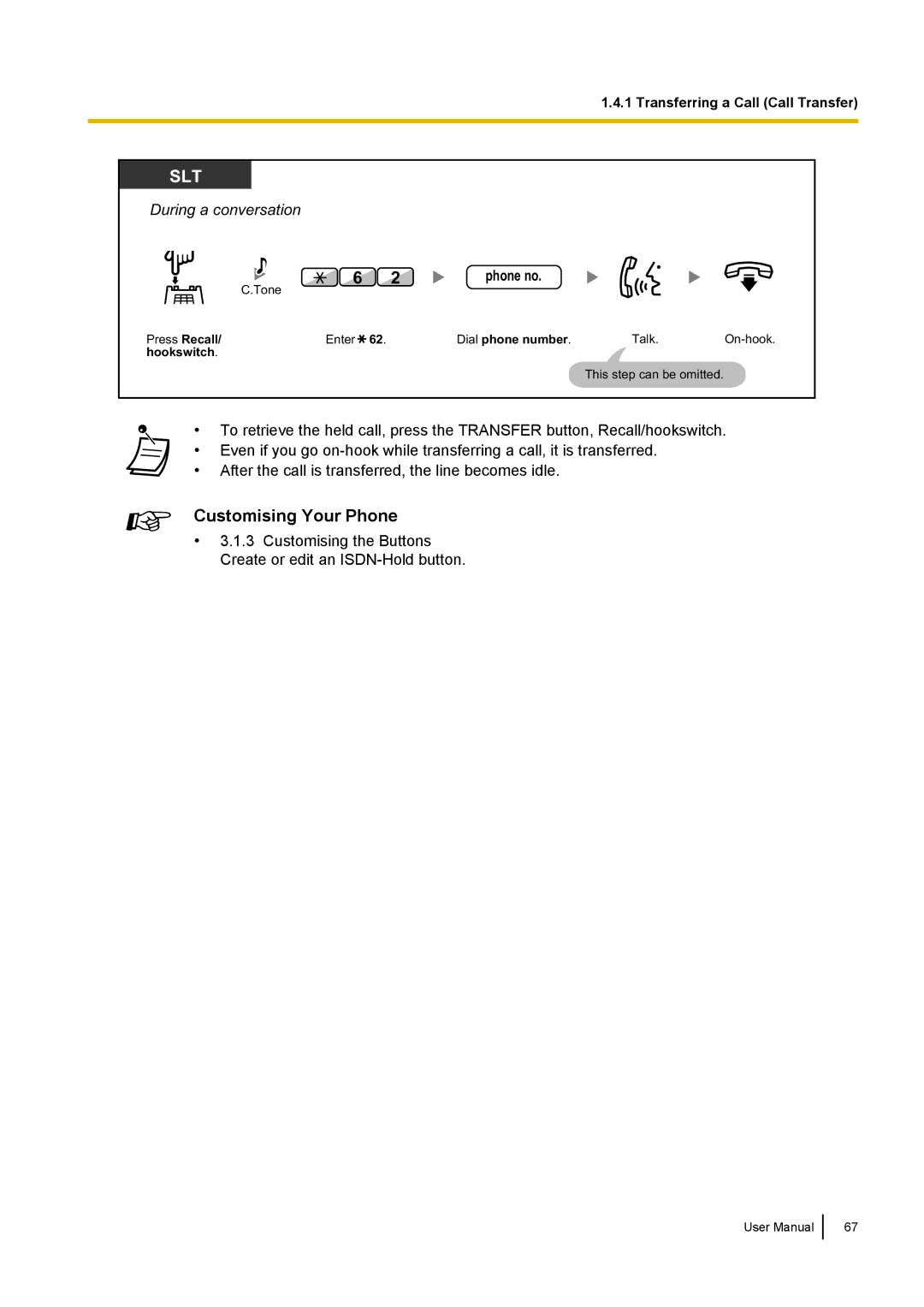 Panasonic KX-NCP500 manual Customising the Buttons Create or edit an ISDN-Hold button 