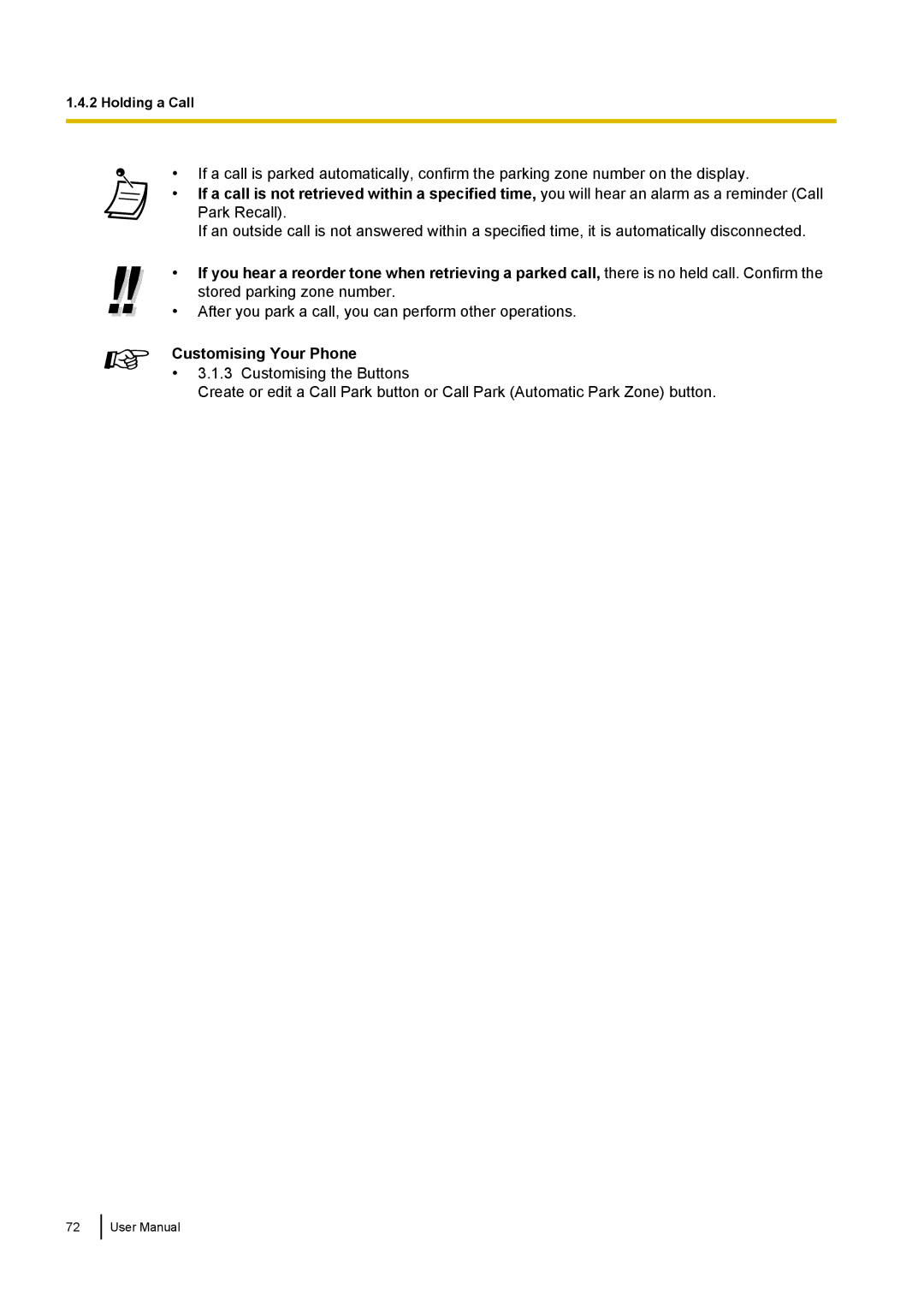 Panasonic KX-NCP500 manual After you park a call, you can perform other operations 