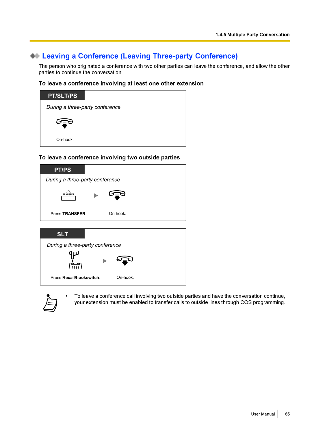 Panasonic KX-NCP500 manual Leaving a Conference Leaving Three-party Conference 