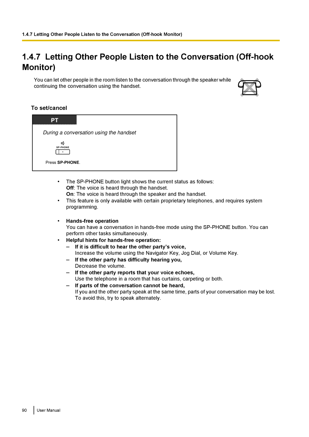 Panasonic KX-NCP500 manual During a conversation using the handset, If parts of the conversation cannot be heard 