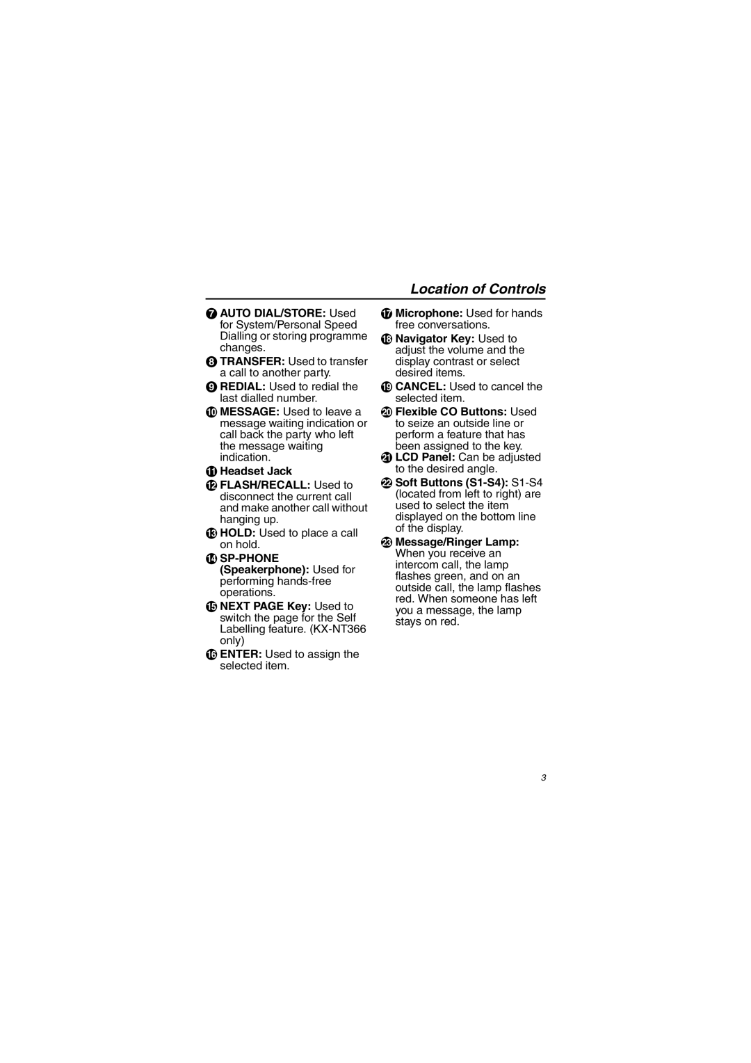 Panasonic KX-NT343/KX-NT346/KX-NT366 installation instructions Hold Used to place a call on hold 