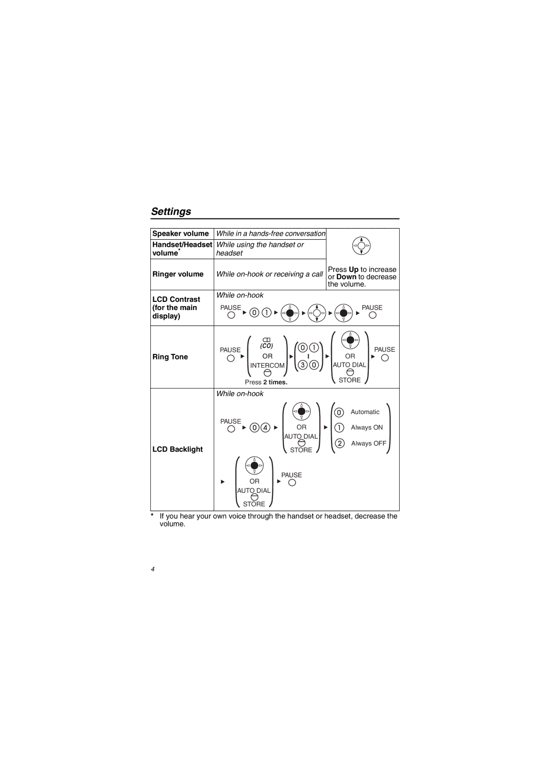 Panasonic KX-NT343/KX-NT346/KX-NT366 installation instructions Settings 