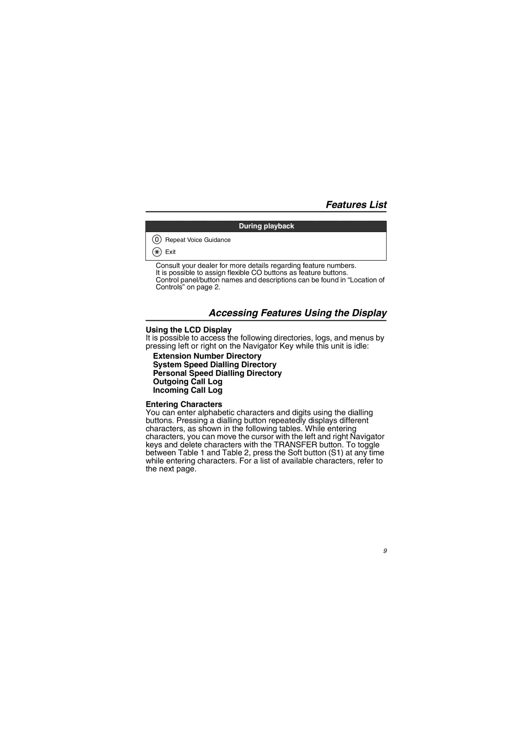 Panasonic KX-NT343/KX-NT346/KX-NT366 Accessing Features Using the Display, Using the LCD Display, During playback 