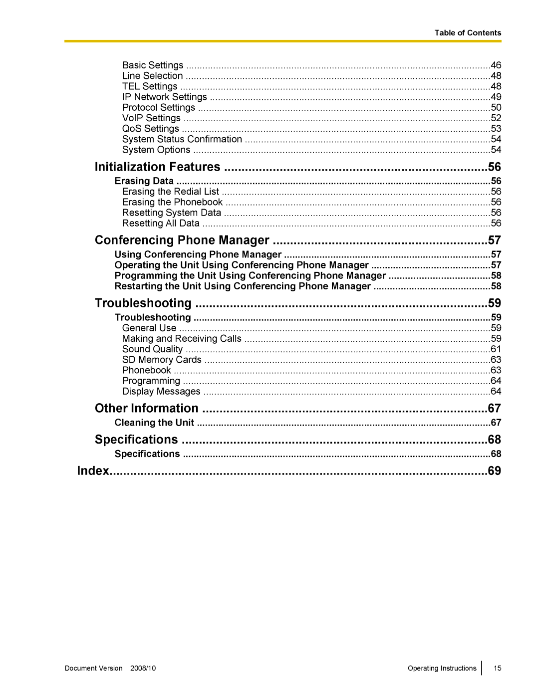 Panasonic KX-NT700 operating instructions Other Information 