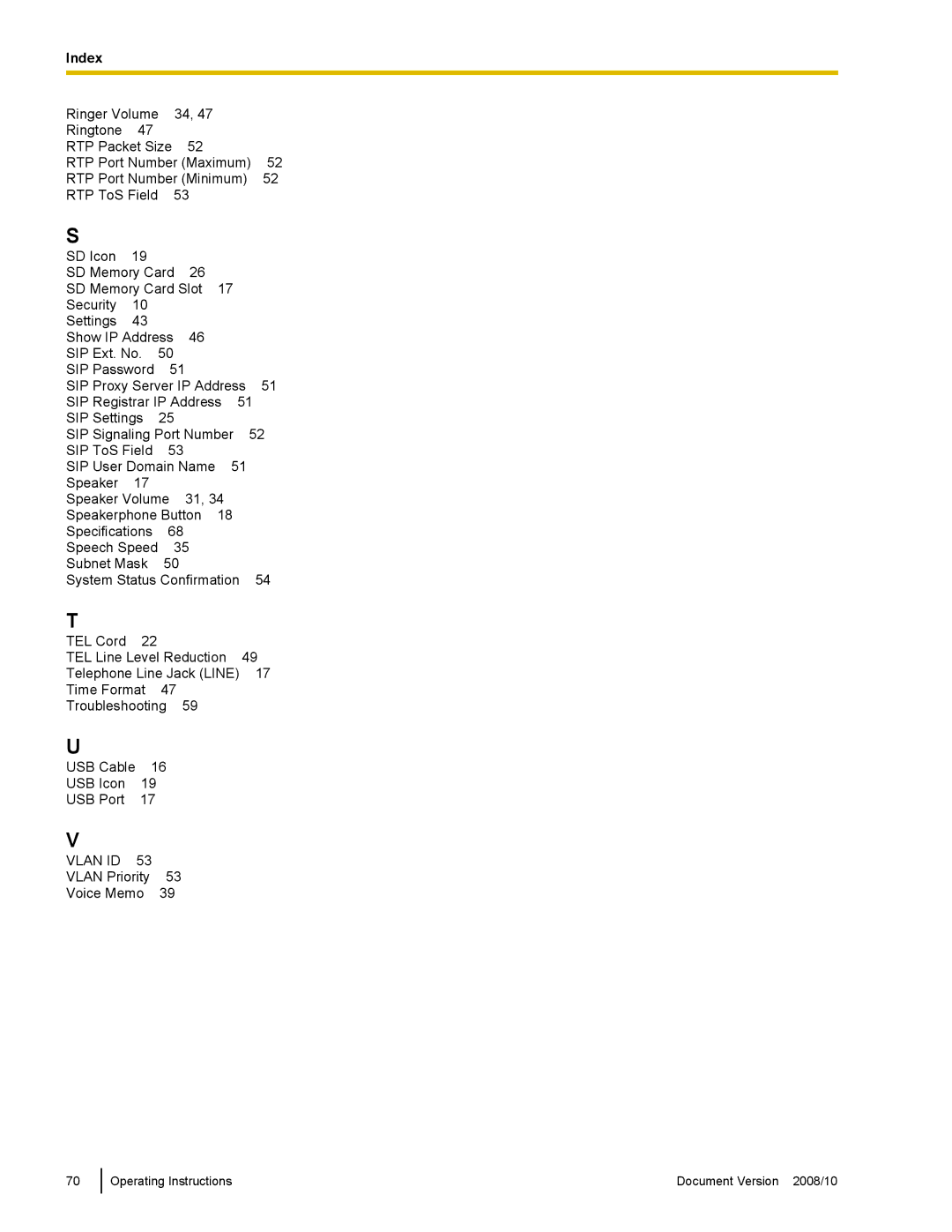 Panasonic KX-NT700 operating instructions Vlan ID 