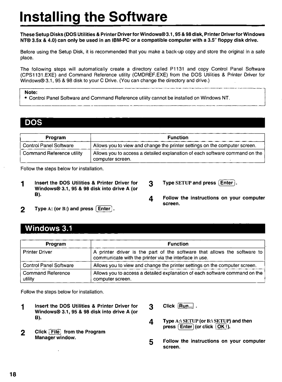 Panasonic KX-P1131 manual 