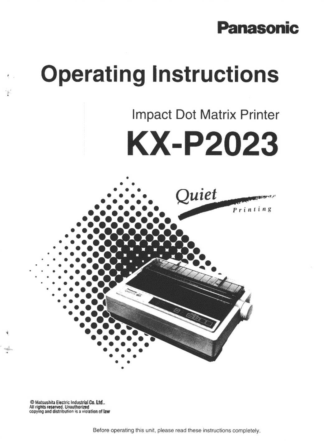 Panasonic KX-P2023 manual 