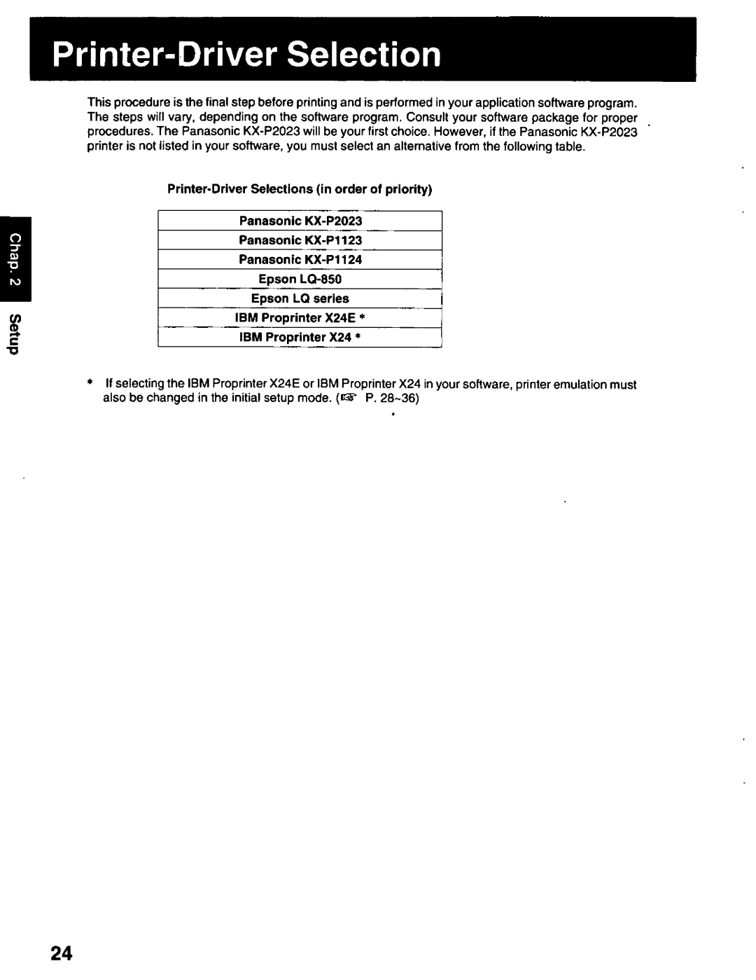 Panasonic KX-P2023 manual 