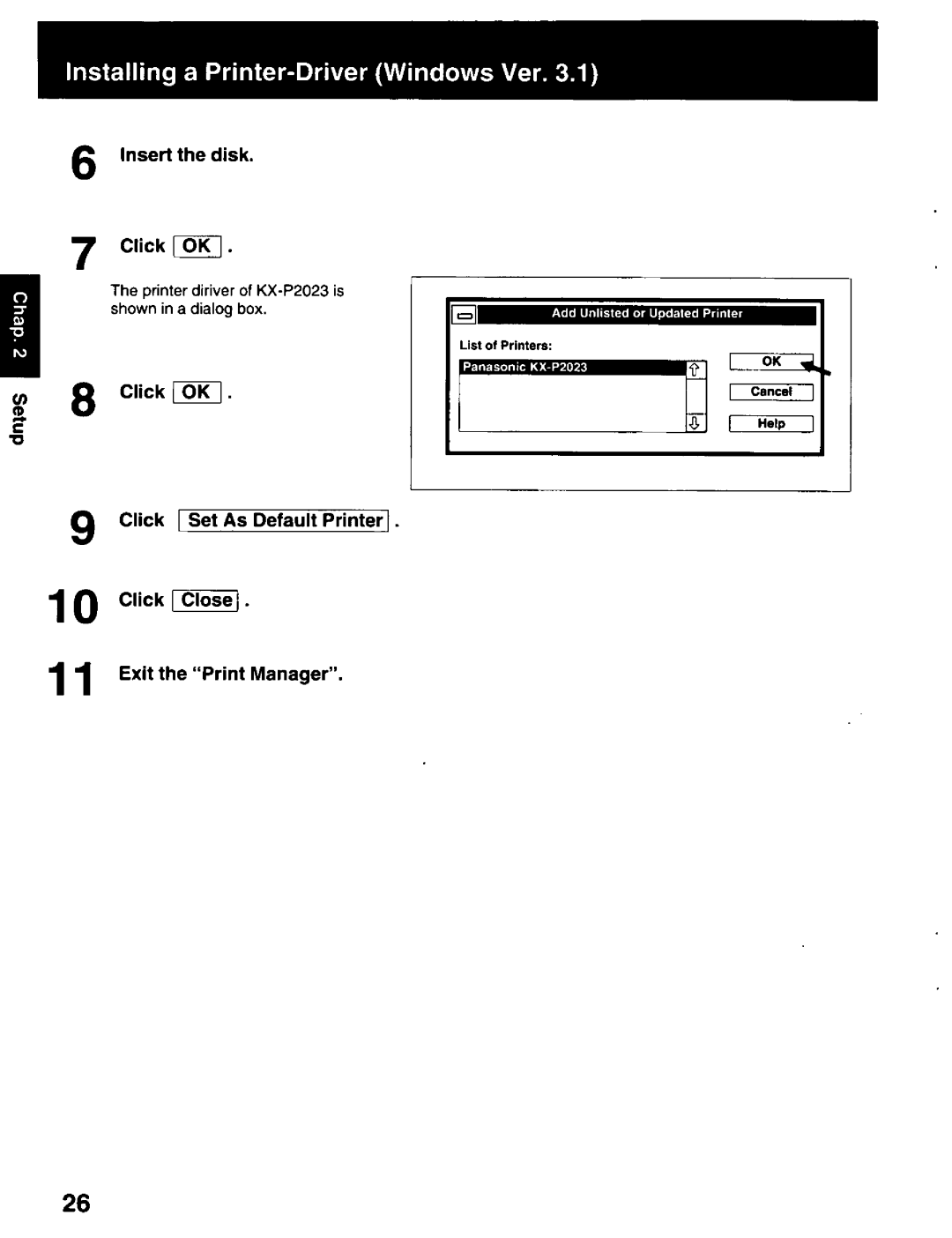 Panasonic KX-P2023 manual 