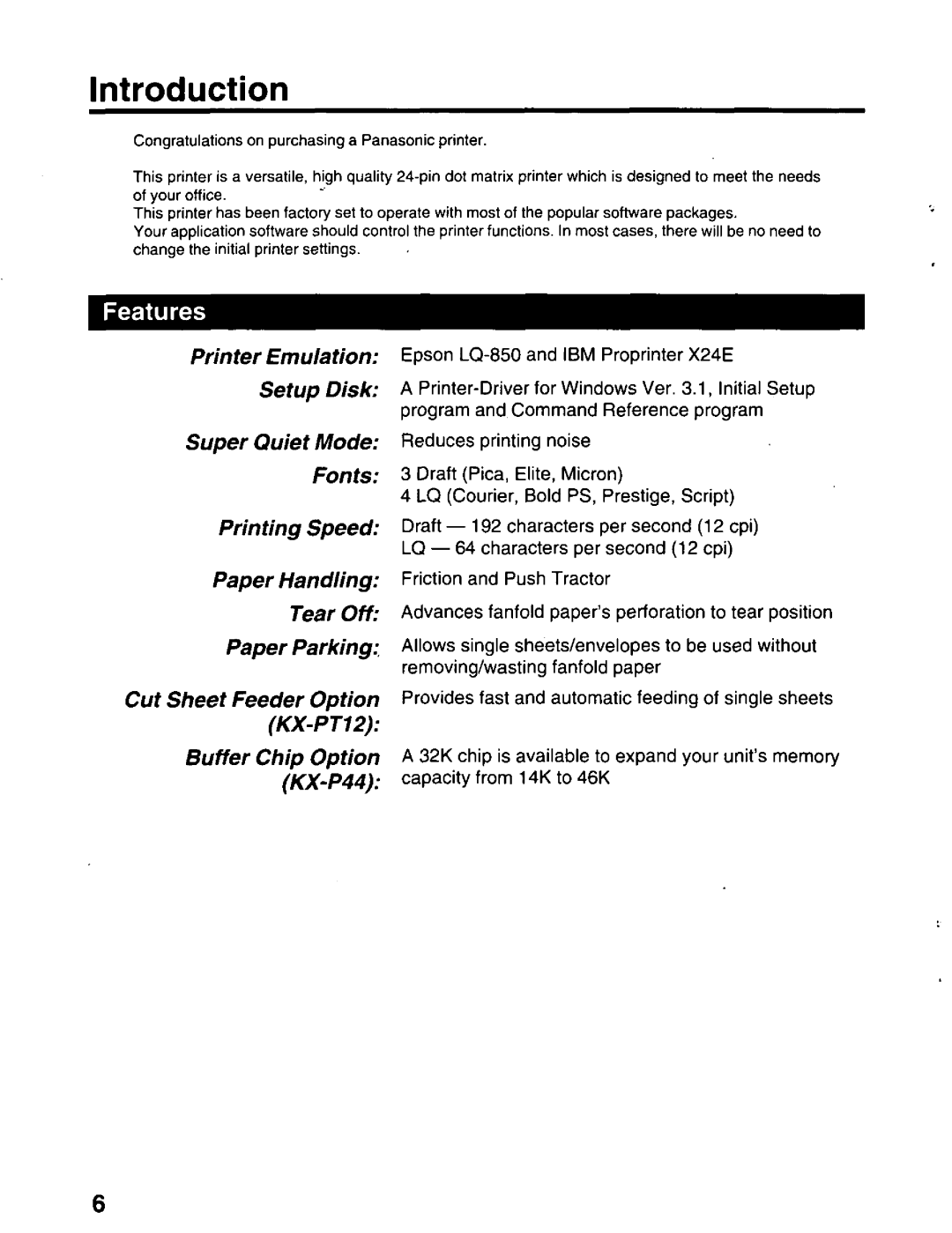 Panasonic KX-P2023 manual 