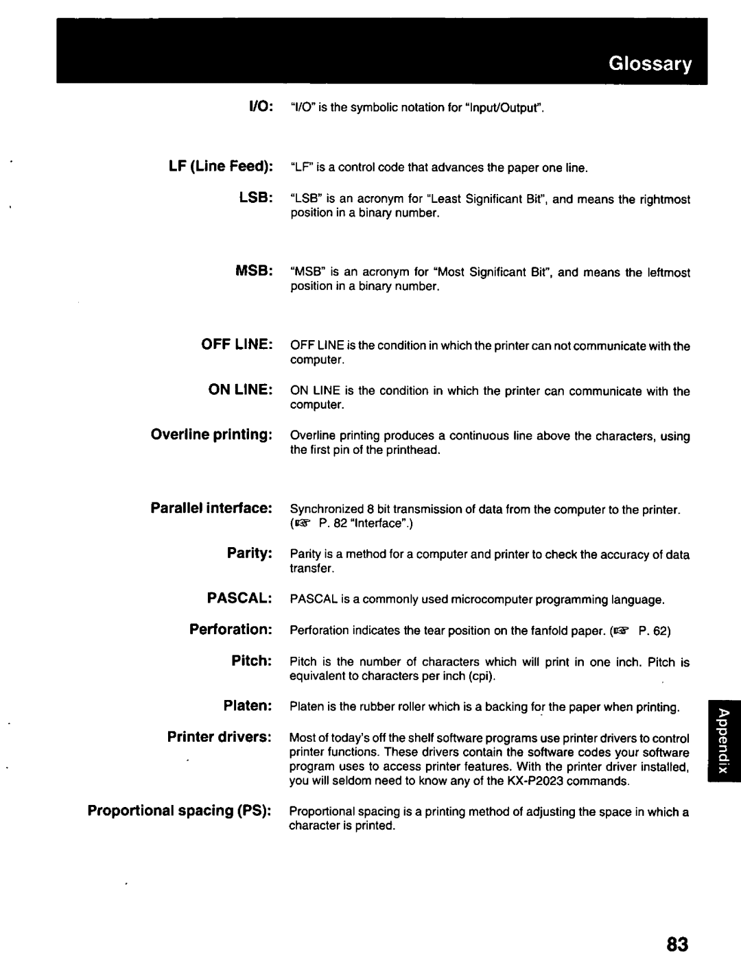 Panasonic KX-P2023 manual 