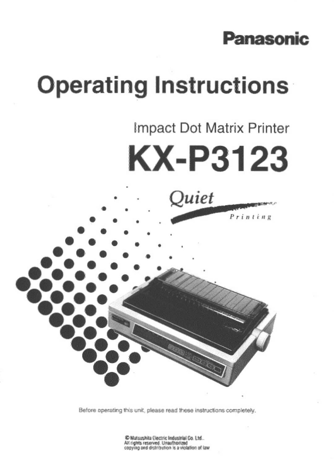 Panasonic KX-P3123 manual 