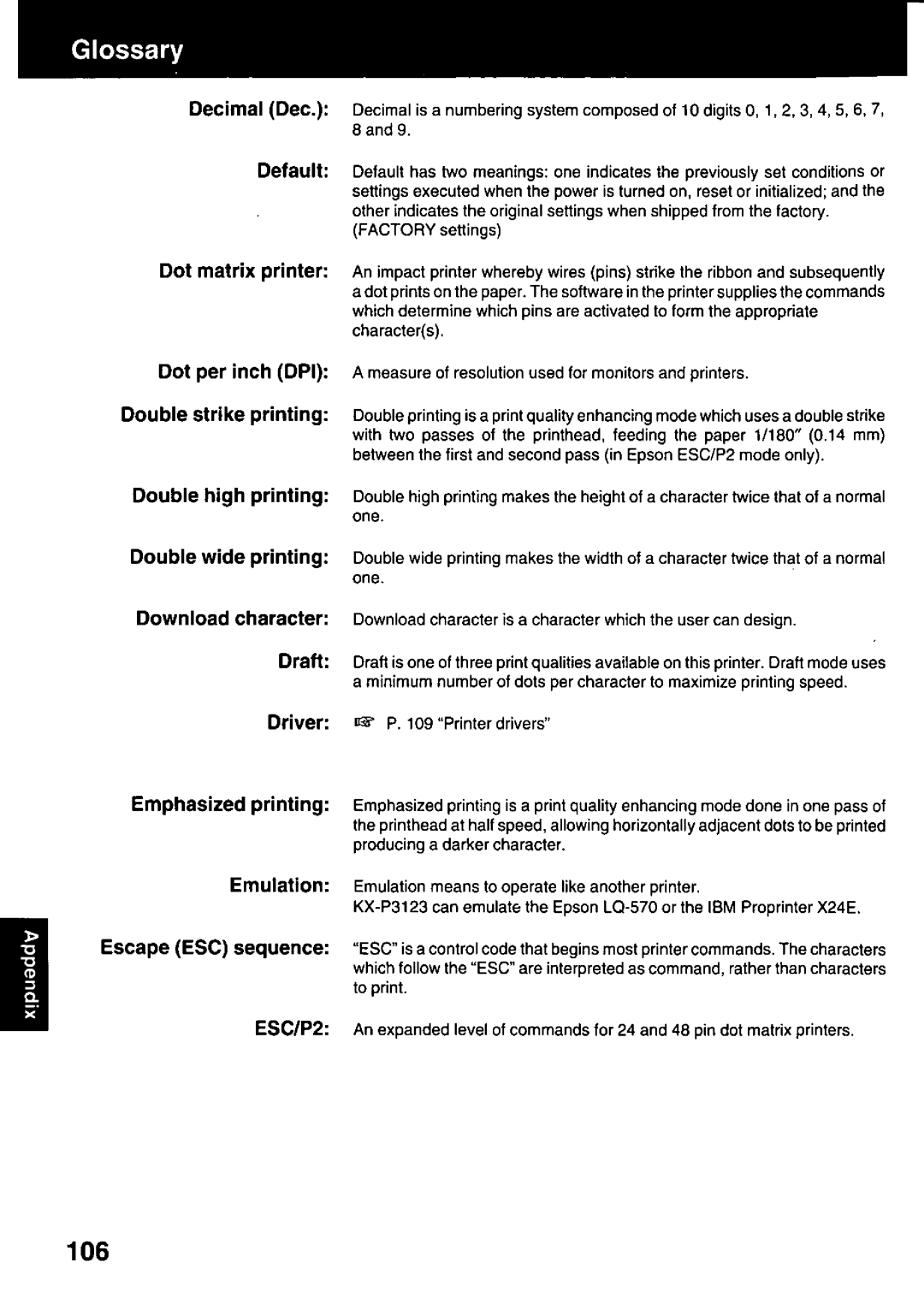 Panasonic KX-P3123 manual 