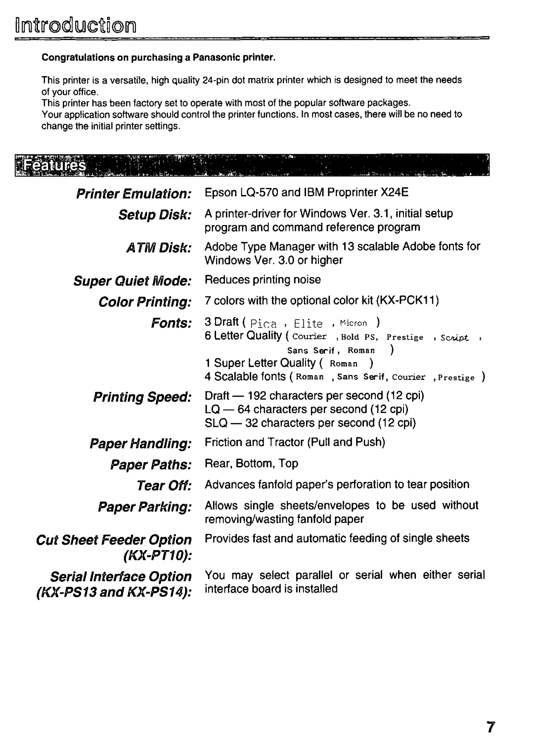 Panasonic KX-P3123 manual 