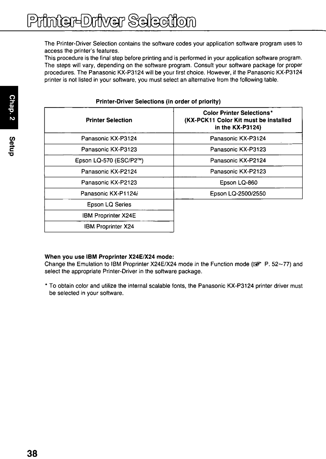 Panasonic KX-P3124 manual 