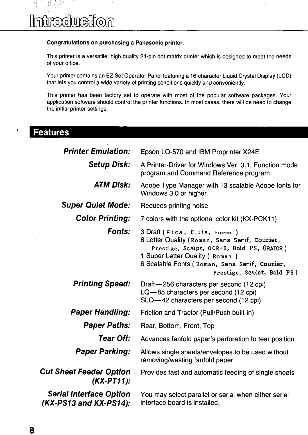 Panasonic KX-P3124 manual 