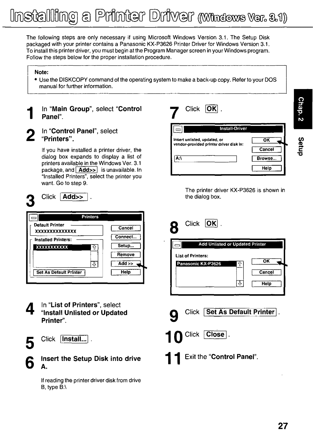 Panasonic KX-P3626 manual 