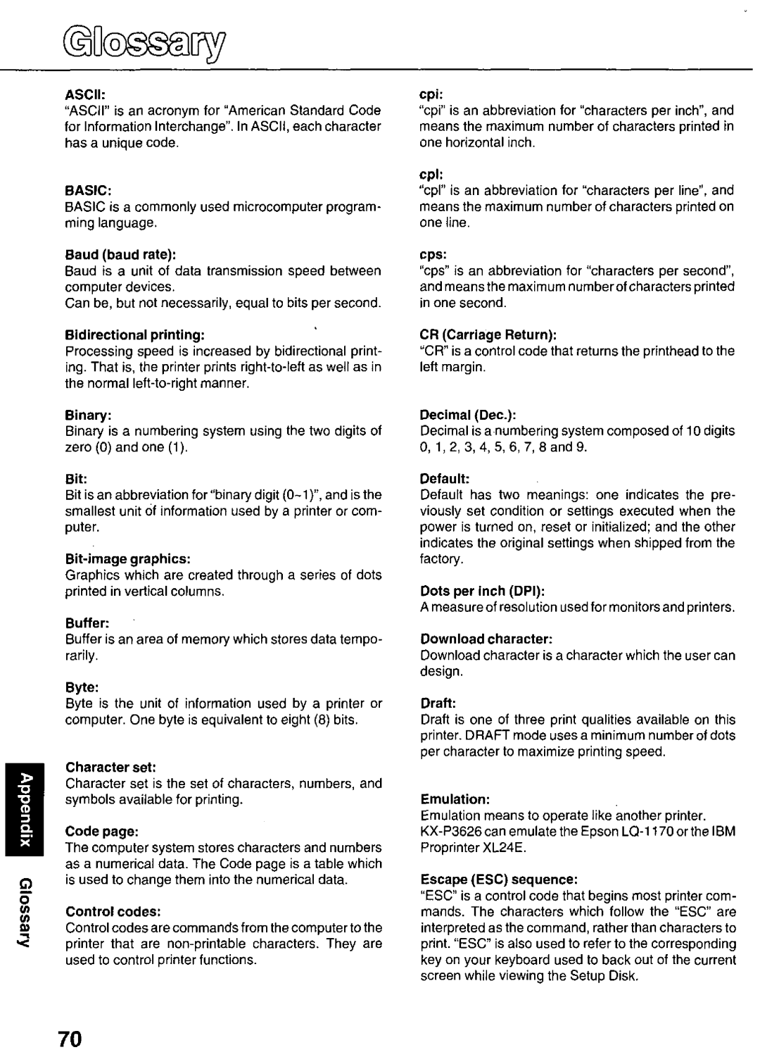 Panasonic KX-P3626 manual 