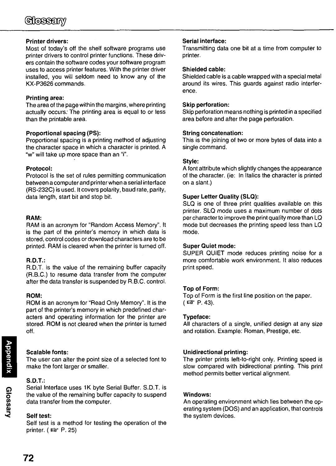 Panasonic KX-P3626 manual 