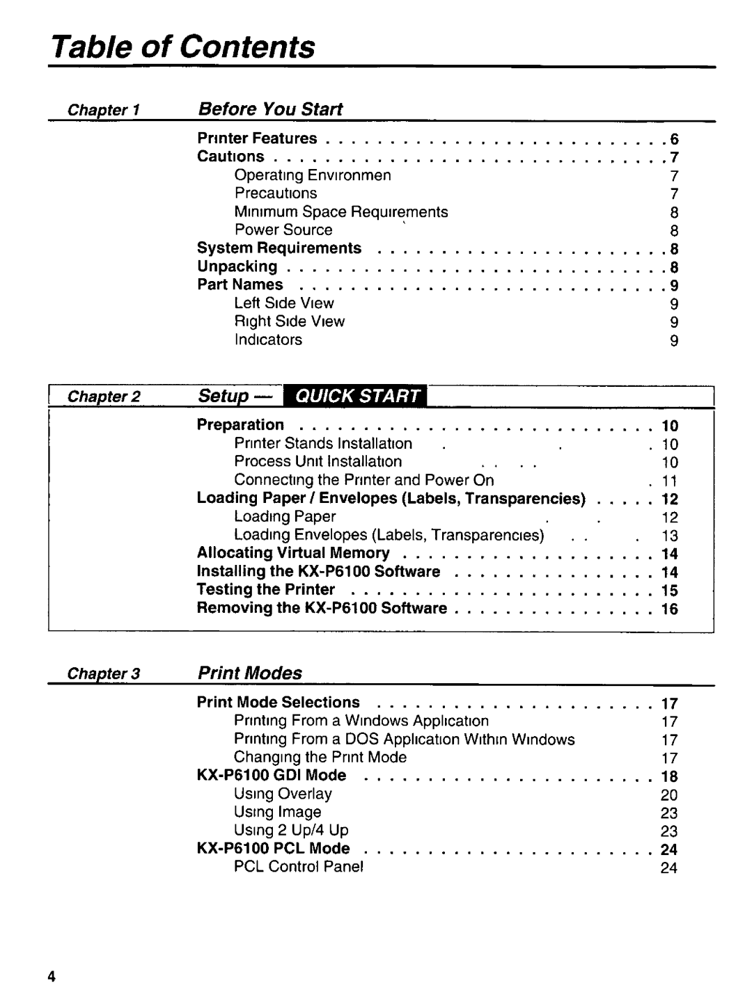 Panasonic KX-P6100 manual 