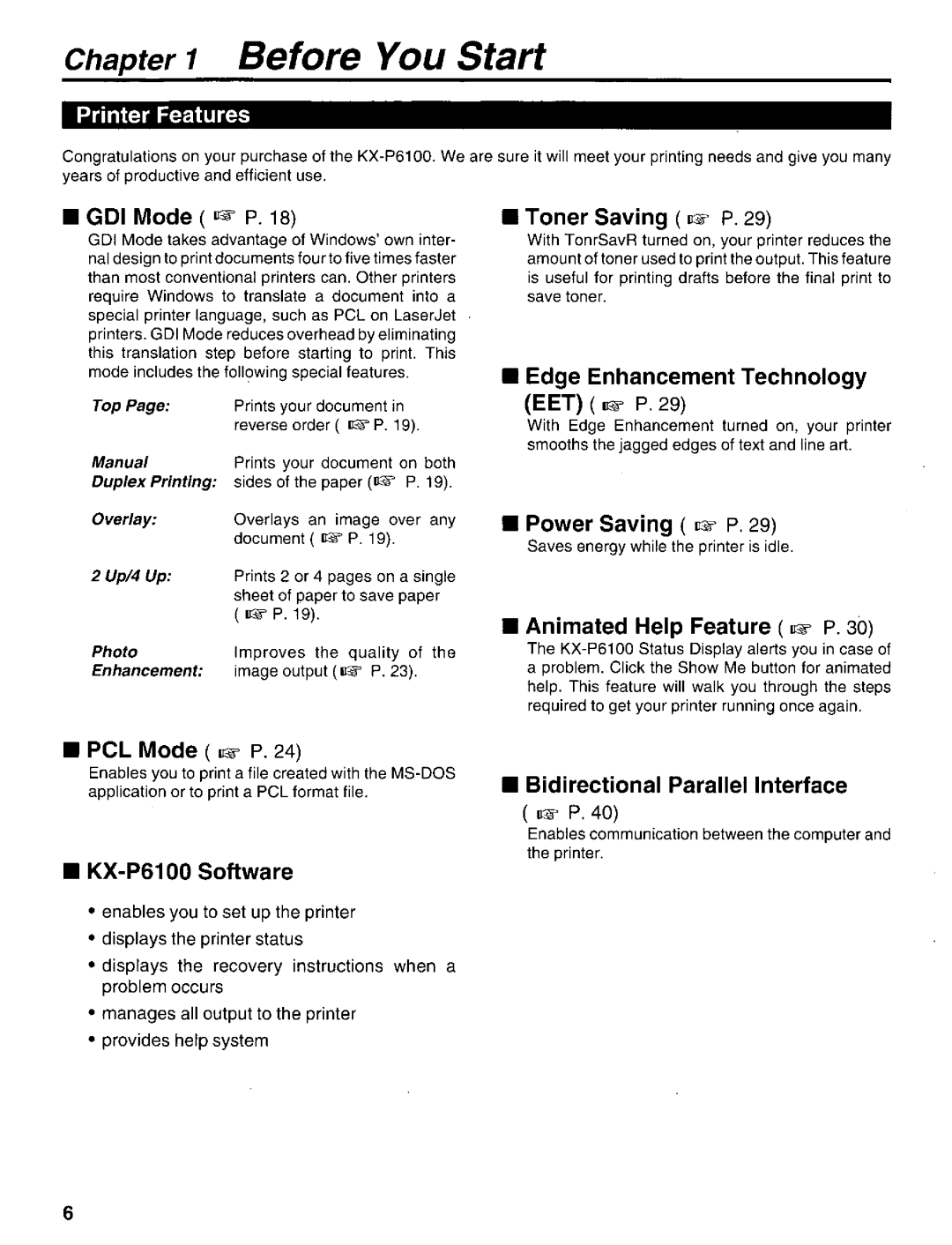 Panasonic KX-P6100 manual 