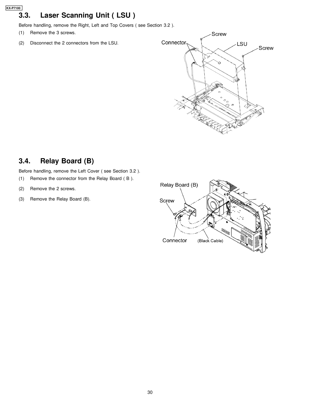 Panasonic KX-P7100 manual Laser Scanning Unit LSU, Relay Board B 