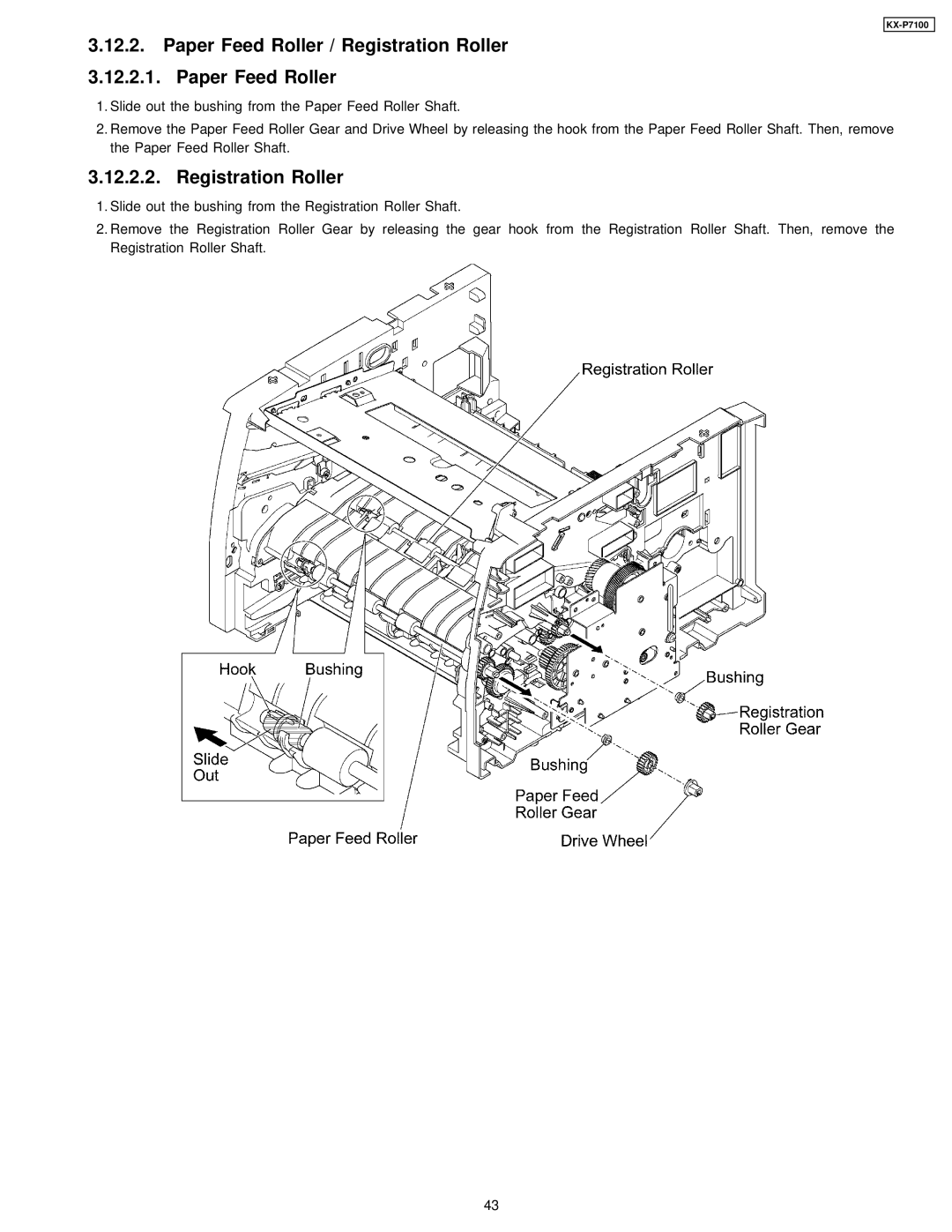 Panasonic KX-P7100 manual Paper Feed Roller / Registration Roller 