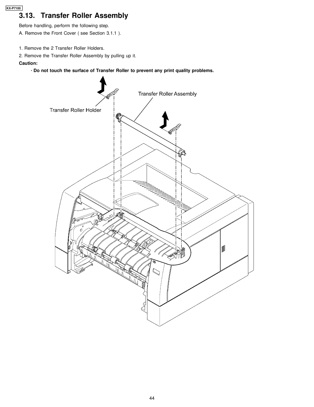 Panasonic KX-P7100 manual Transfer Roller Assembly 