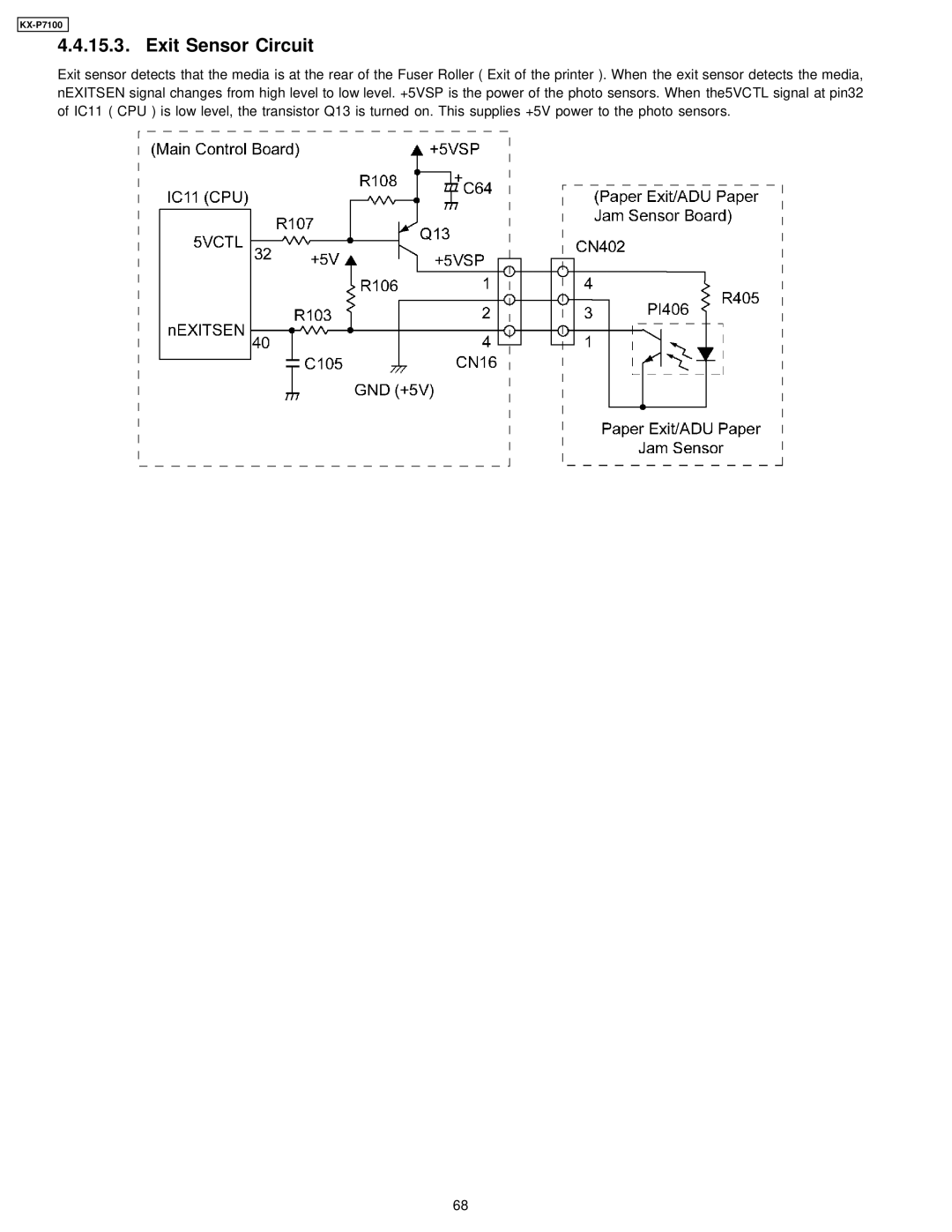 Panasonic KX-P7100 manual Exit Sensor Circuit 