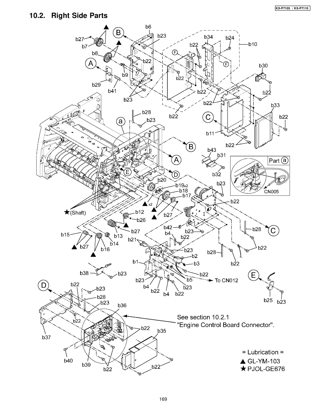 Panasonic KX-P7105, KX-P7110 manual Right Side Parts, 169 