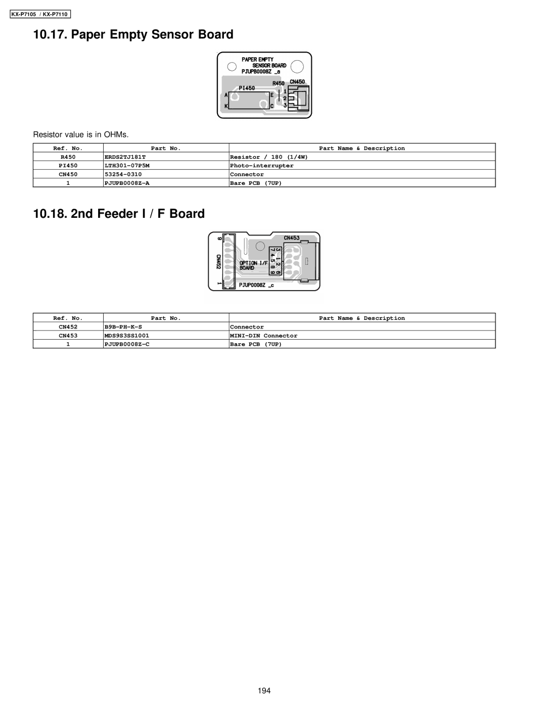 Panasonic KX-P7110, KX-P7105 manual 194 