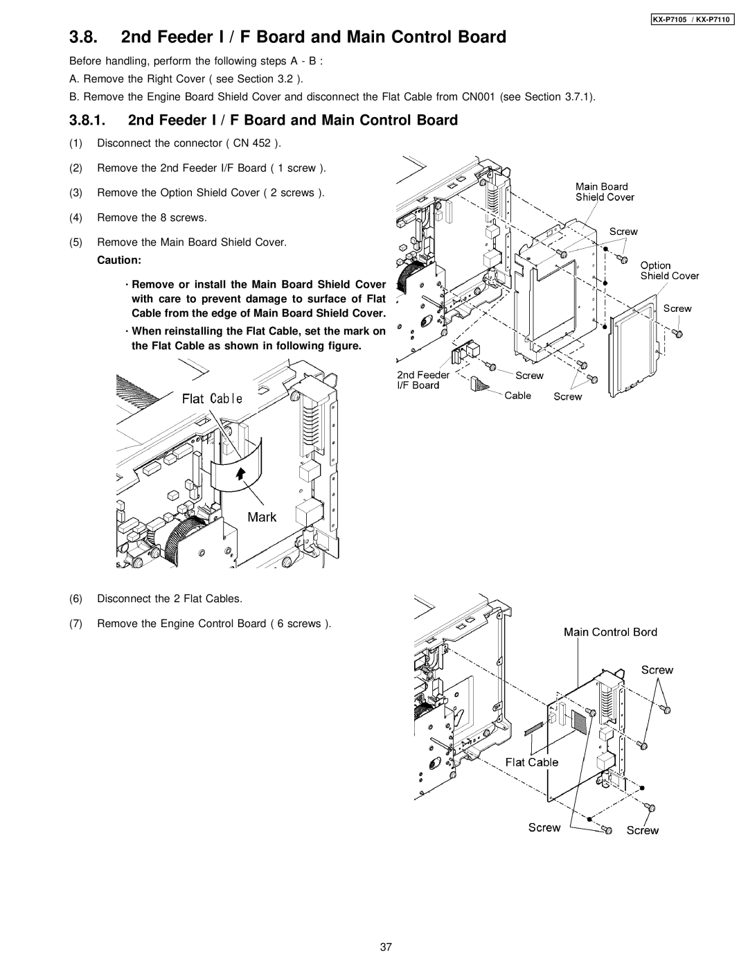 Panasonic KX-P7105, KX-P7110 manual Nd Feeder I / F Board and Main Control Board 