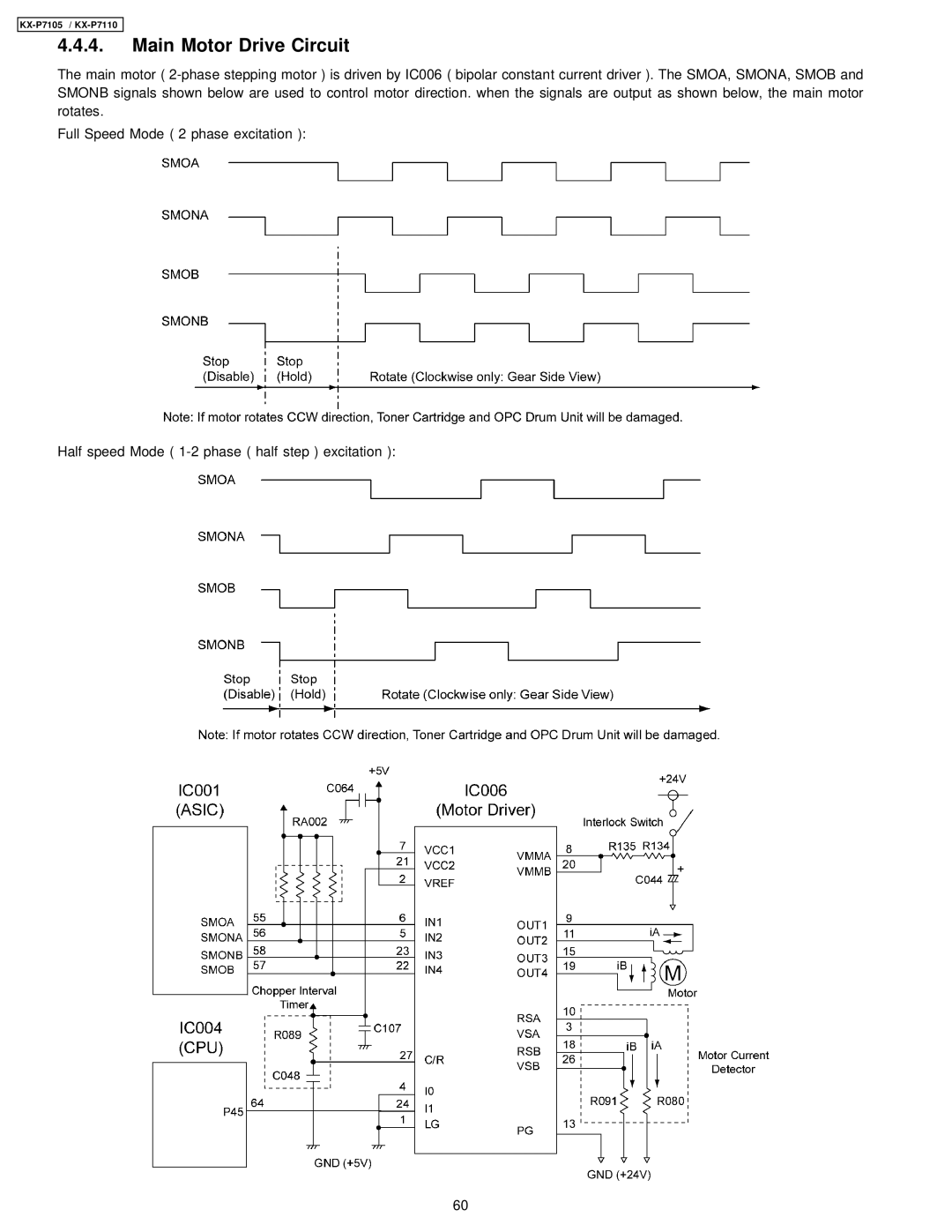 Panasonic KX-P7110, KX-P7105 manual Main Motor Drive Circuit 