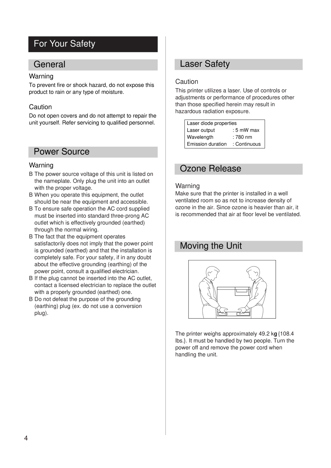 Panasonic KX-P8415 setup guide For Your Safety 