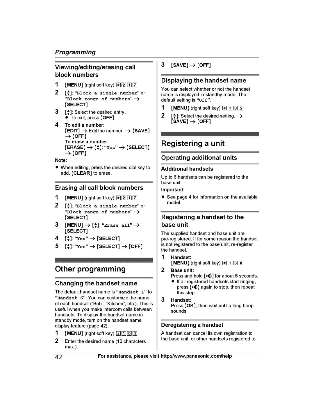 Panasonic KX-PRL262, KX-PRD262 operating instructions Other programming, Registering a unit 