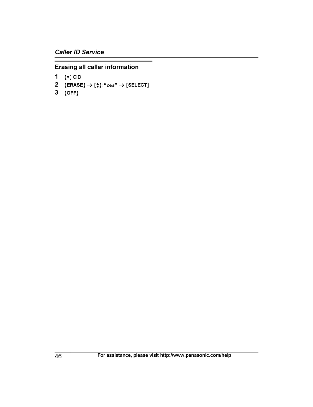 Panasonic KX-PRL262, KX-PRD262 operating instructions Erasing all caller information 