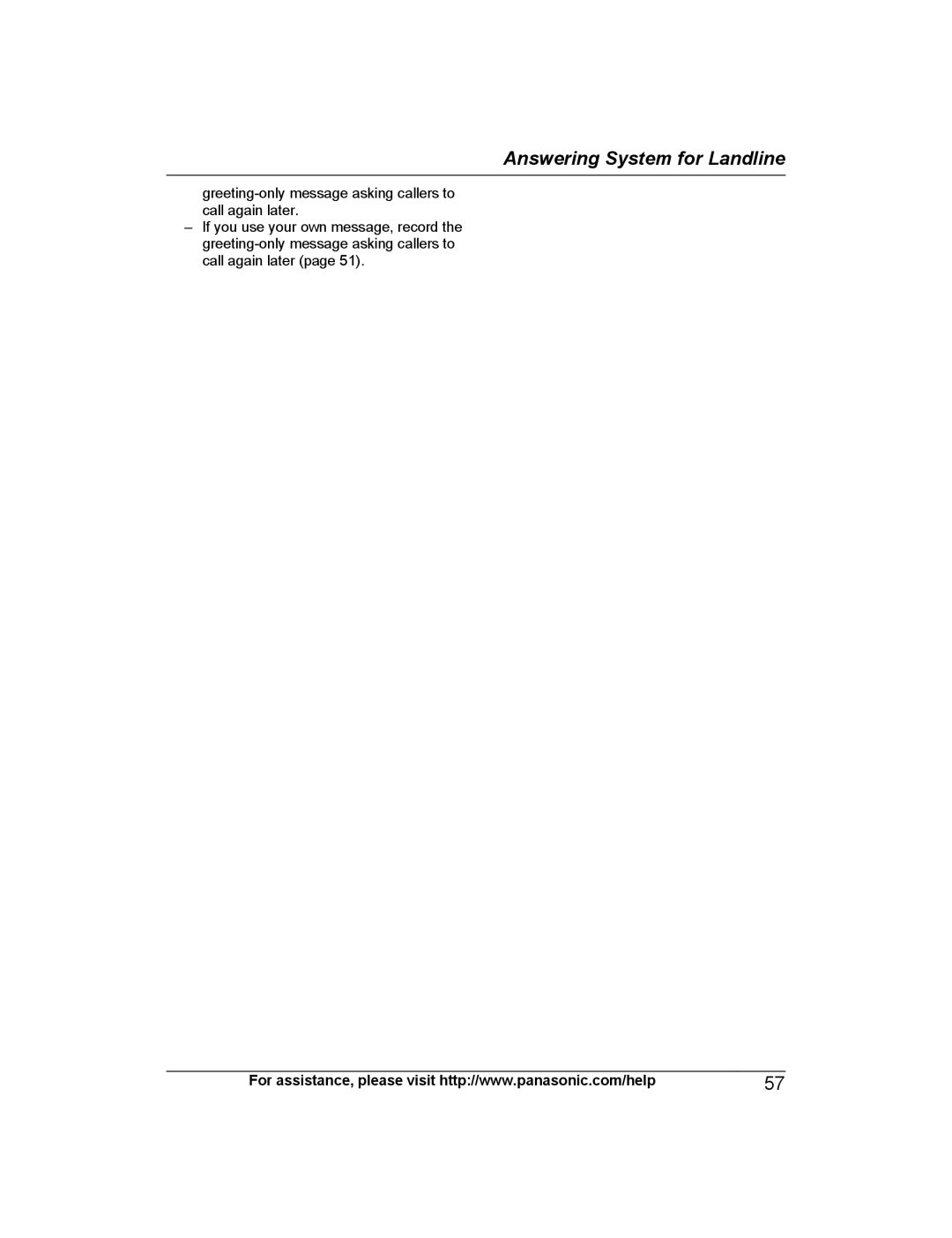 Panasonic KX-PRD262, KX-PRL262 operating instructions Answering System for Landline 