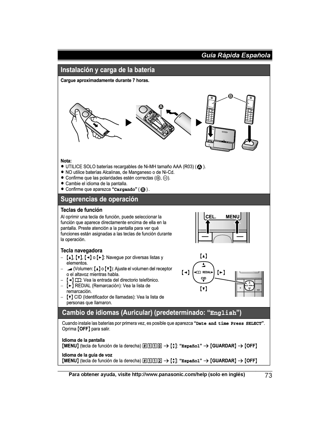 Panasonic KX-PRD262, KX-PRL262 operating instructions Guía Rápida Española 