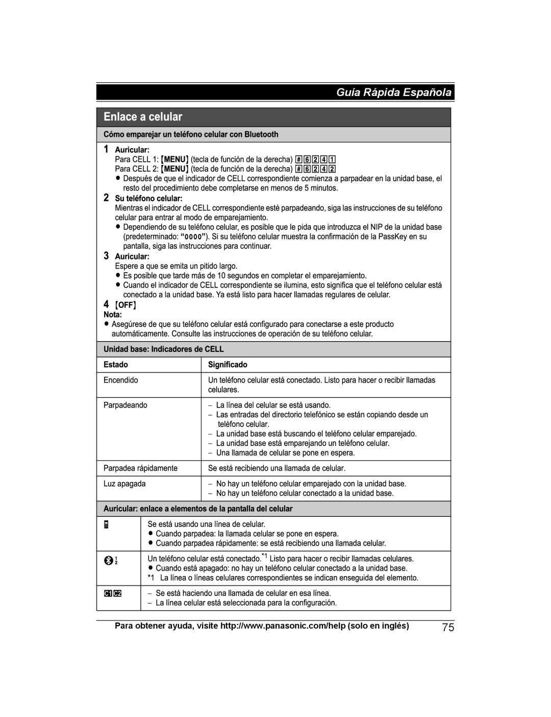 Panasonic KX-PRD262, KX-PRL262 operating instructions Guía Rápida Española 