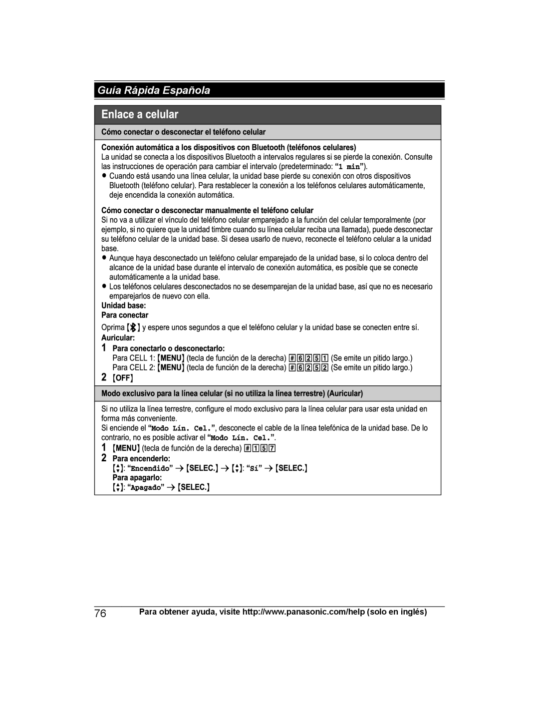 Panasonic KX-PRL262, KX-PRD262 operating instructions Guía Rápida Española 