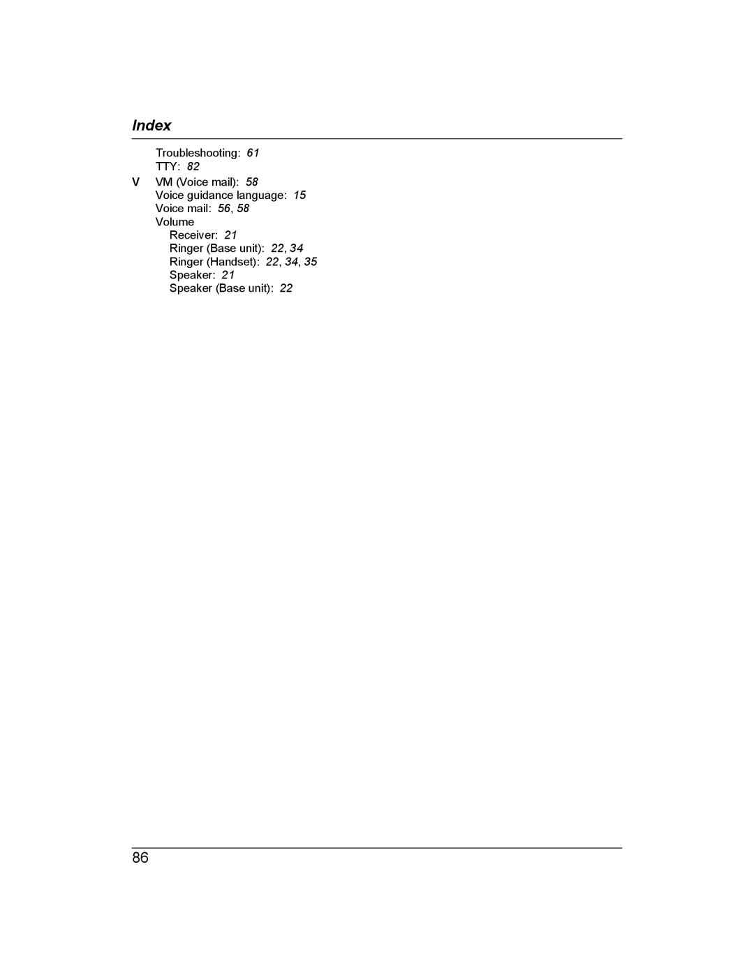 Panasonic KX-PRL262, KX-PRD262 operating instructions Index 