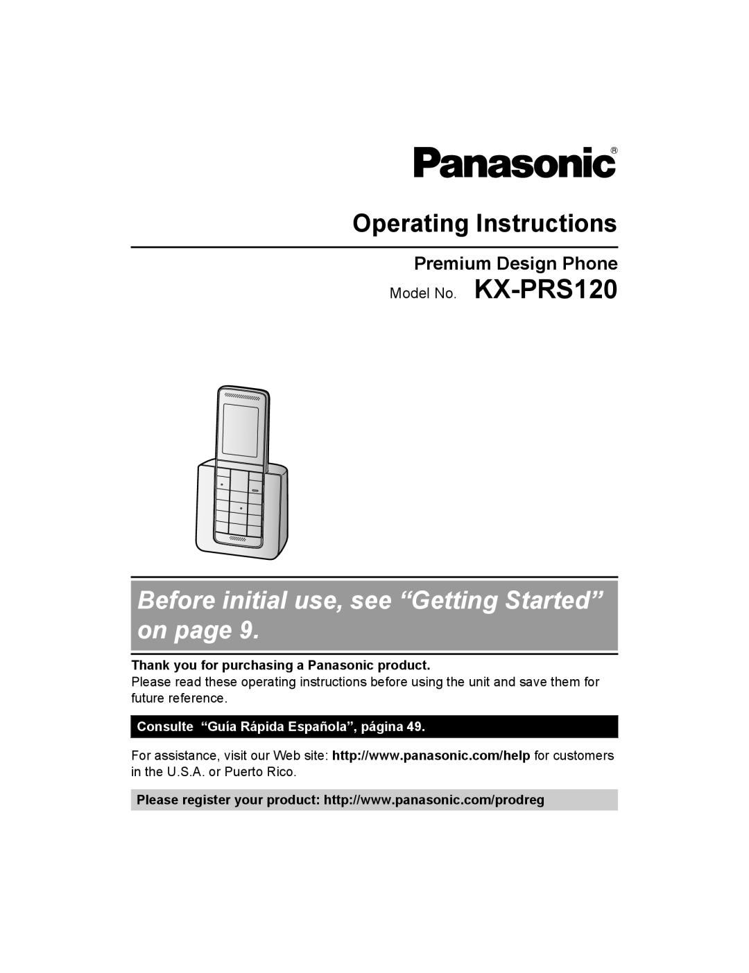 Panasonic KX-PRS120 operating instructions Premium Design Phone, Thank you for purchasing a Panasonic product 