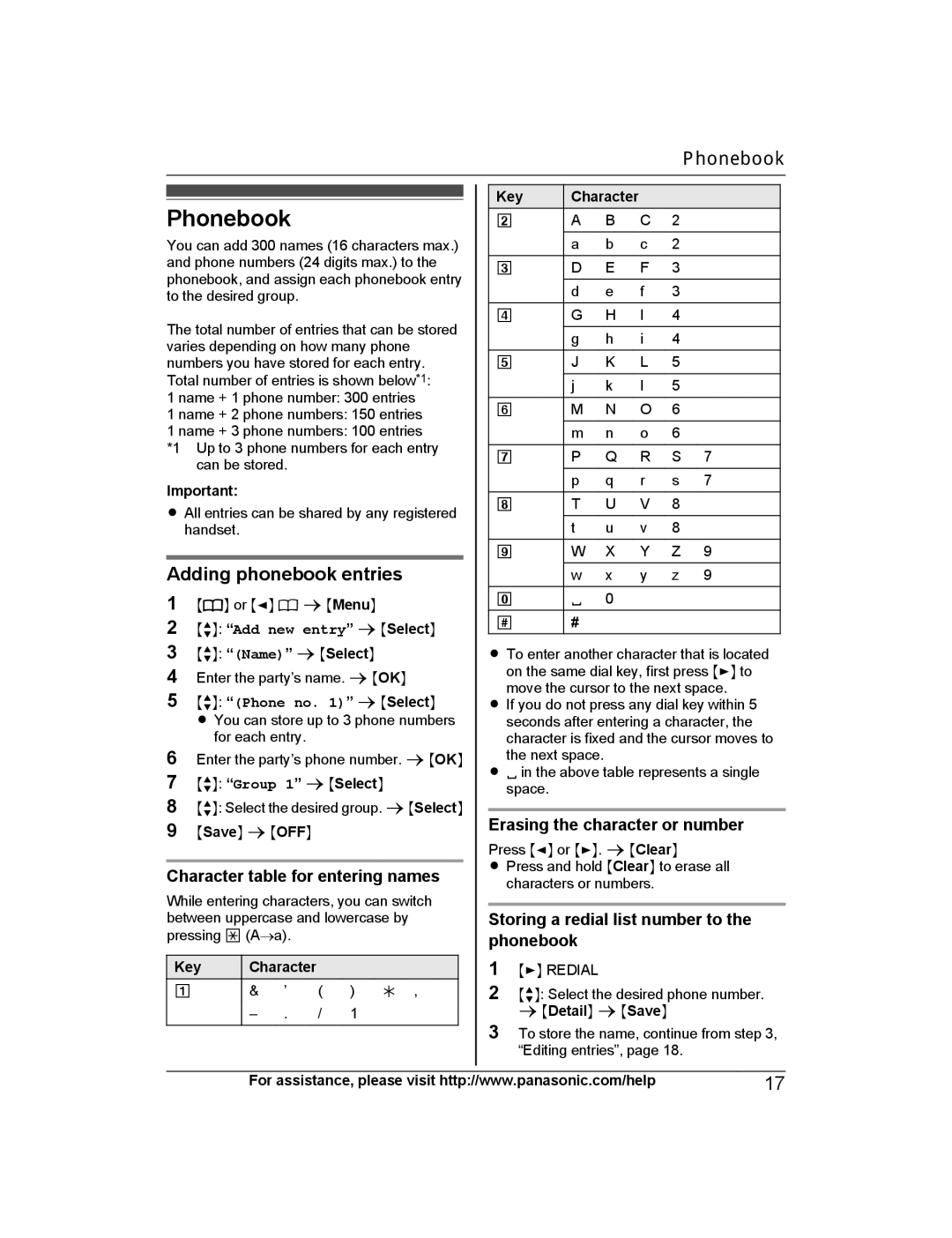 Panasonic KX-PRS120 operating instructions Phonebook, Adding phonebook entries 