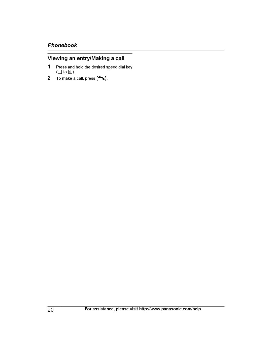 Panasonic KX-PRS120 operating instructions Viewing an entry/Making a call 