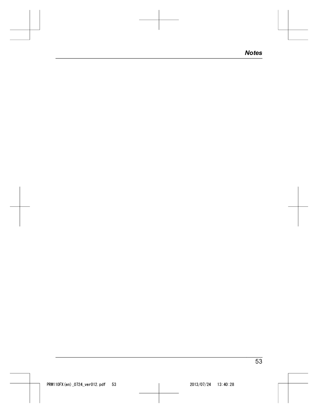 Panasonic KX-PRW110FX operating instructions 2013/07/24 