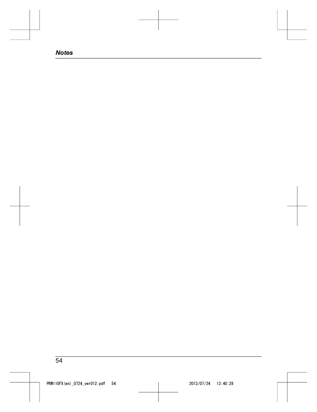 Panasonic KX-PRW110FX operating instructions 2013/07/24 